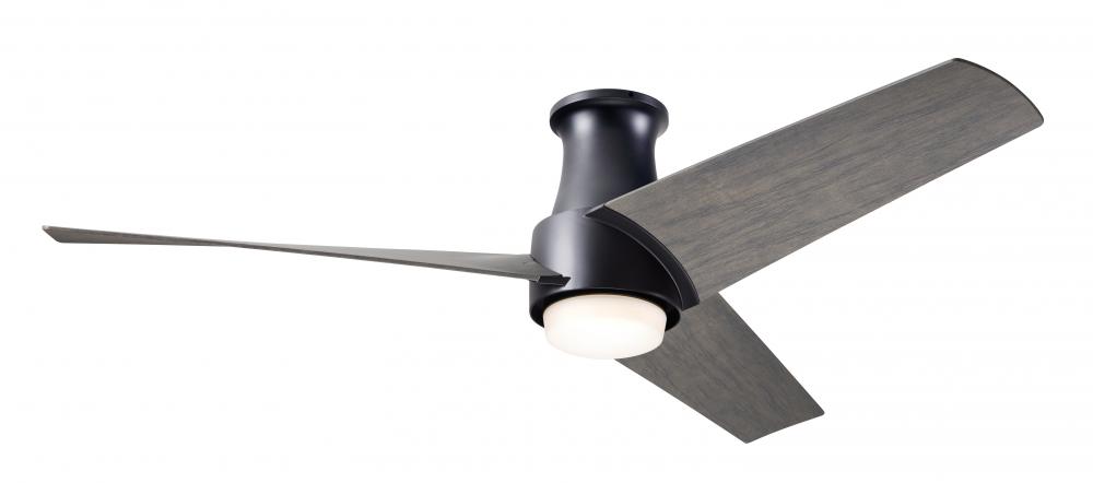 Ambit Flush DC Fan- Matte Black Finish; 56" Graywash Blades; 17W LED (Matte Black Trim)