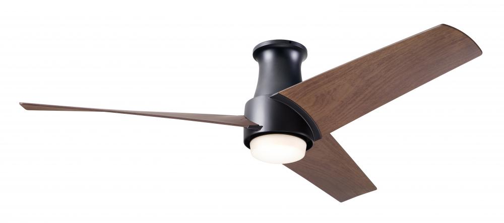 Ambit Flush DC Fan- Matte Black Finish; 56" Mahogany Blades; 17W LED (Matte Black Trim)