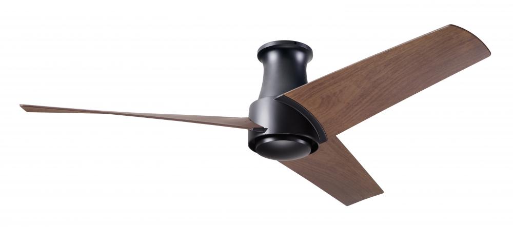 Ambit Flush DC Fan- Matte Black Finish; 56" Mahogany Blades; No Light; Remote Control