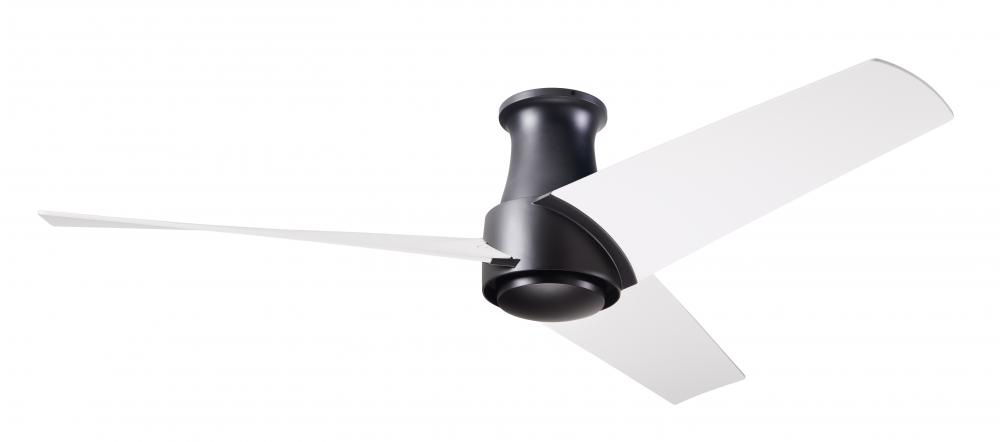 Ambit Flush DC Fan- Matte Black Finish; 56" Matte White Blades; No Light; Remote Control