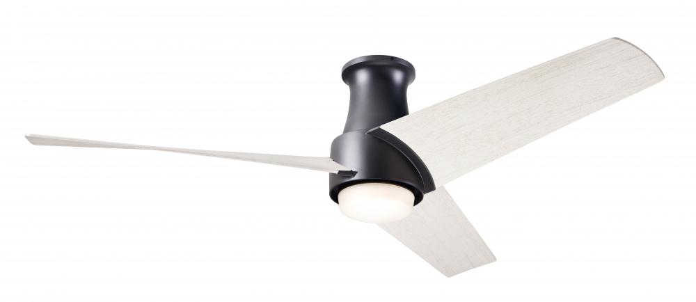 Ambit Flush DC Fan- Matte Black Finish; 56" Whitewash Blades; 17W LED (Matte Black Trim)