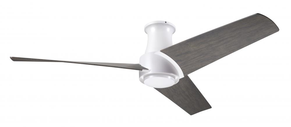 Ambit Flush DC Fan- Matte White Finish; 56" Graywash Blades; No Light; Remote Control