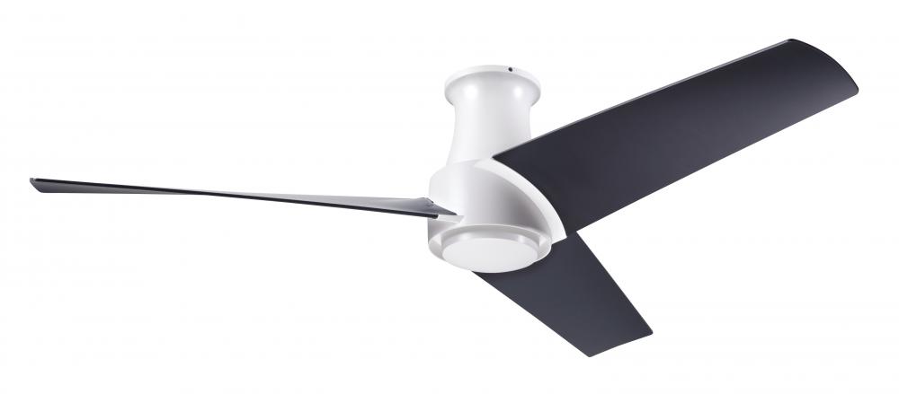 Ambit Flush DC Fan- Matte White Finish; 56" Matte Black Blades; No Light