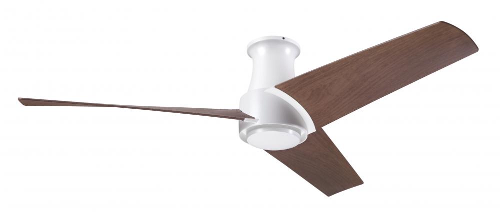 Ambit Flush DC Fan- Matte White Finish; 56" Mahogany Blades; No Light; Remote Control