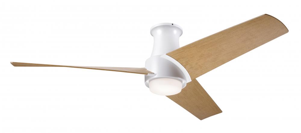 Ambit Flush DC Fan- Matte White Finish; 56" Maple Blades; 17W LED (Matte White Trim)