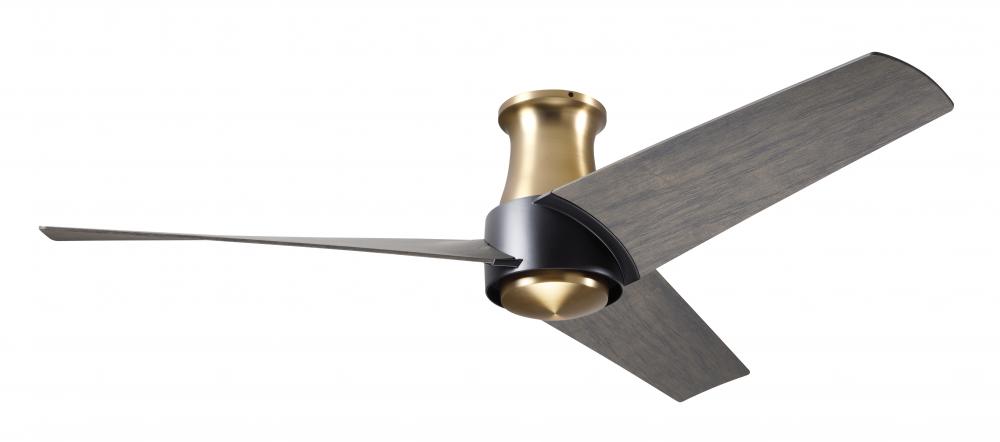 Ambit Flush DC Fan- Satin Brass/Matte Black Finish; 56" Graywash Blades; No Light