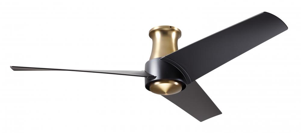 Ambit Flush DC Fan- Satin Brass/Matte Black Finish; 56" Matte Black Blades; No Light