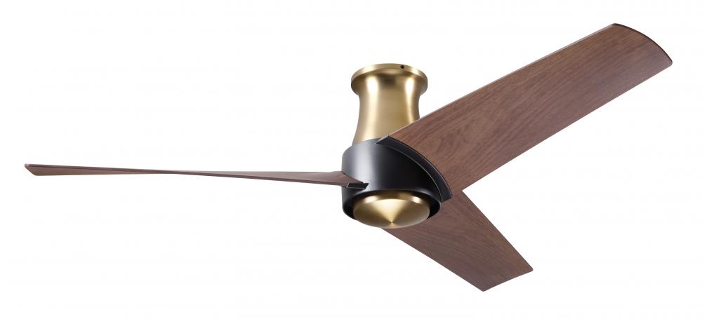 Ambit Flush DC Fan- Satin Brass/Matte Black Finish; 56" Mahogany Blades; No Light