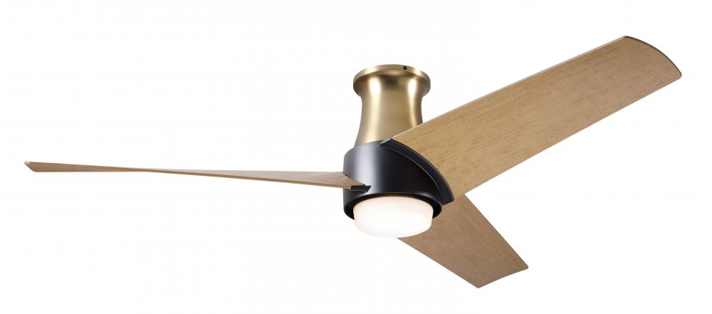 Ambit Flush DC Fan- Satin Brass/Matte Black Finish; 56" Maple Blades; 17W LED (Satin Brass Trim)