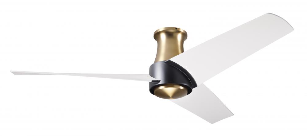 Ambit Flush DC Fan- Satin Brass/Matte Black Finish; 56" Matte White Blades; No Light