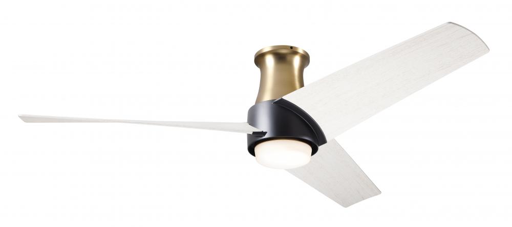 Ambit Flush DC Fan- Satin Brass/Matte Black Finish; 56" Whitewash Blades; 17W LED