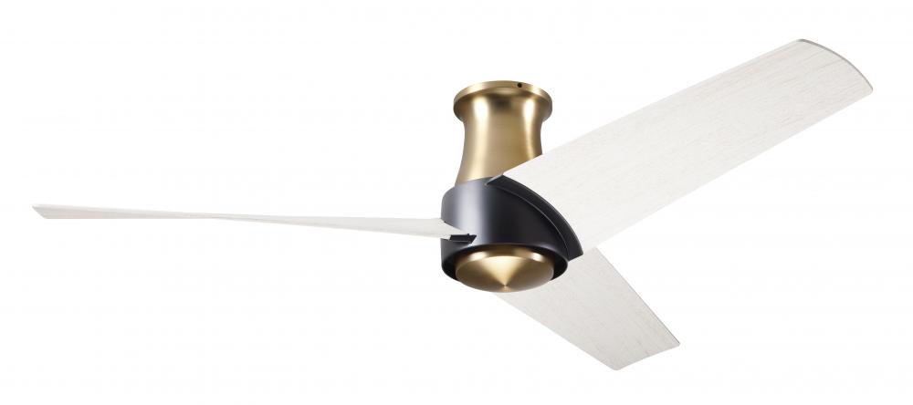 Ambit Flush DC Fan- Satin Brass/Matte Black Finish; 56" Whitewash Blades; No Light; Wall Control