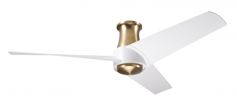 Ambit Flush DC Fan- Satin Brass/Matte White Finish; 56" Matte White Blades; No Light