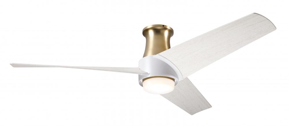 Ambit Flush DC Fan- Satin Brass/Matte White Finish; 56" Whitewash Blades; 17W LED