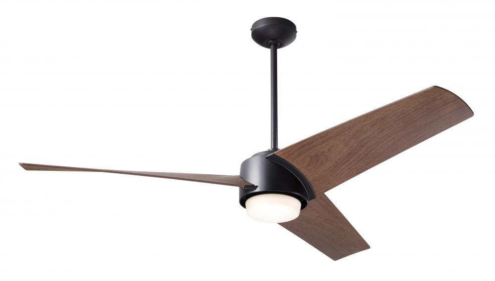 Ambit DC Fan- Matte Black Finish; 56" Mahogany Blades; 17W LED (Matte Black Trim); Wall Control