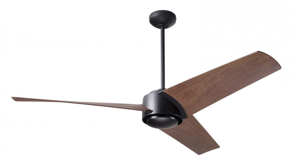 Ambit DC Fan- Matte Black Finish; 56" Mahogany Blades; No Light; Wall Control