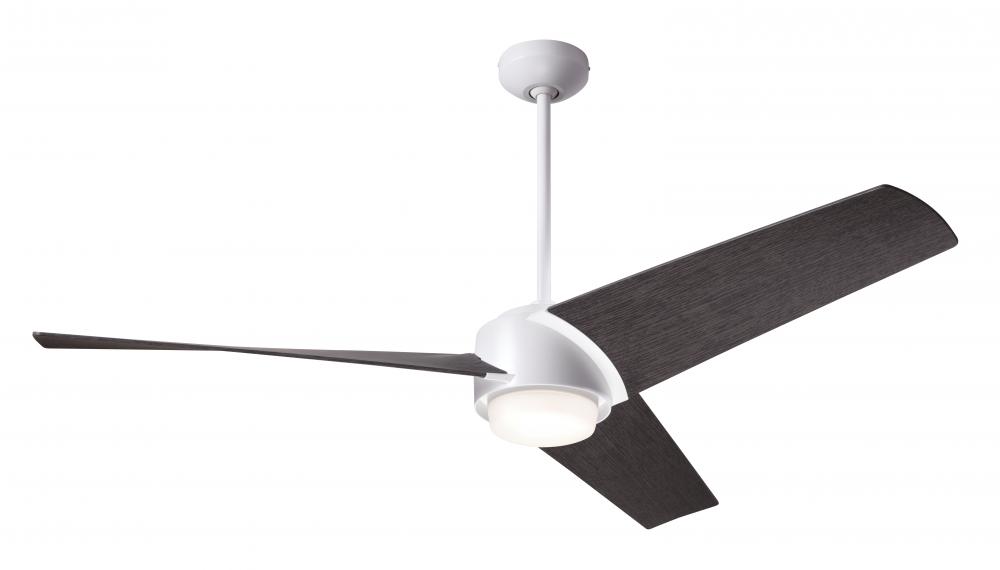 Ambit DC Fan- Matte White Finish; 56" Ebony Blades; 17W LED (Matte White Trim); Remote Control