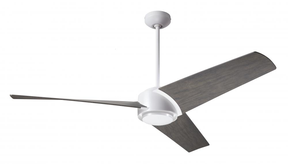 Ambit DC Fan- Matte White Finish; 56" Graywash Blades; No Light; Wall/Remote Combo Control