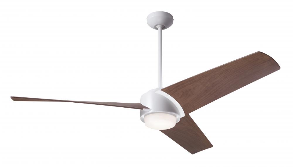 Ambit DC Fan- Matte White Finish; 56" Mahogany Blades; 17W LED (Matte White Trim)