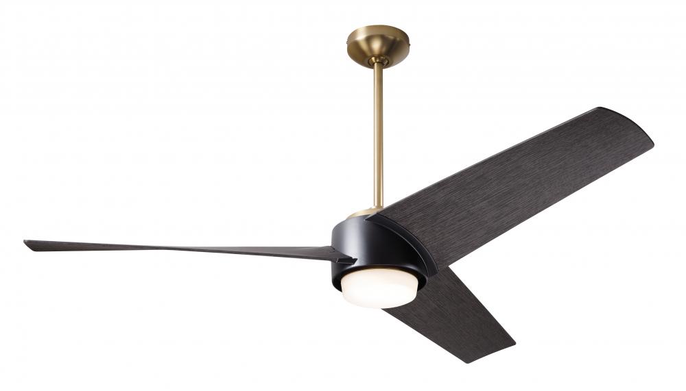 Ambit DC Fan- Satin Brass/Matte Black Finish; 56" Ebony Blades; 17W LED (Satin Brass Trim)