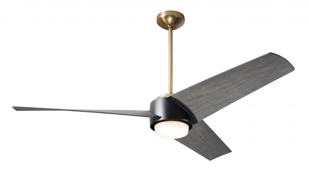 Ambit DC Fan- Satin Brass/Matte Black Finish; 56" Graywash Blades; 17W LED (Satin Brass Trim)