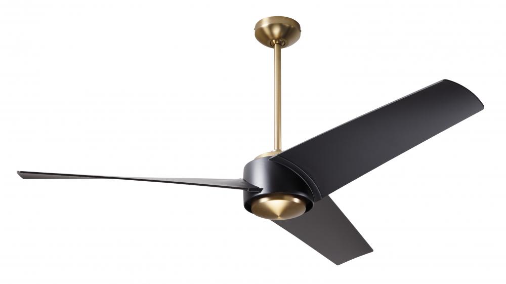 Ambit DC Fan- Satin Brass/Matte Black Finish; 56" Matte Black Blades; No Light; Wall Control