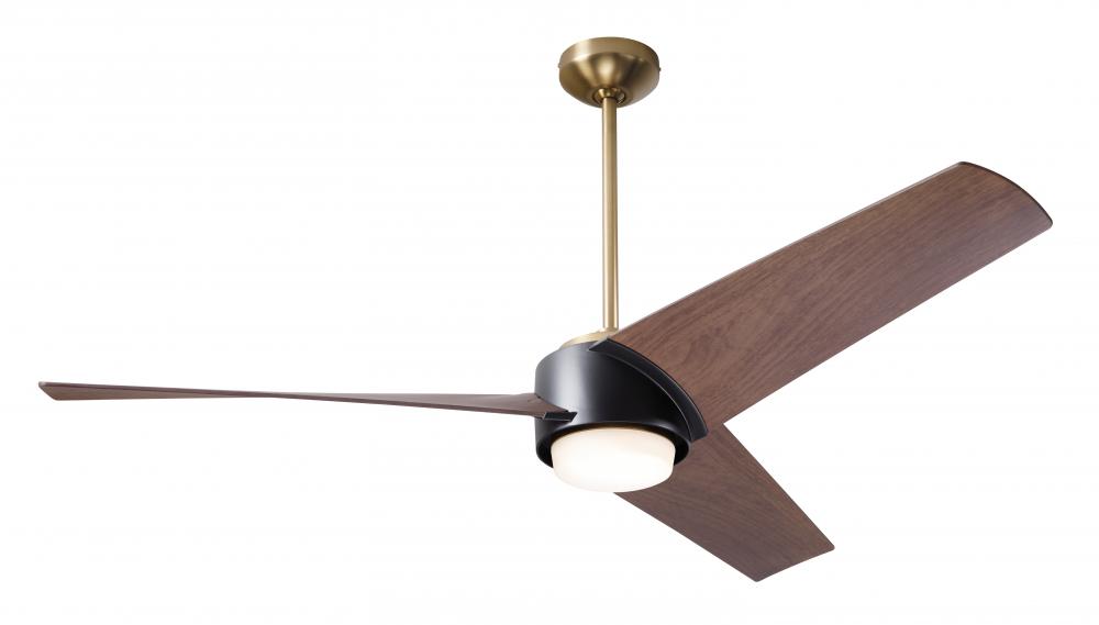 Ambit DC Fan- Satin Brass/Matte Black Finish; 56" Mahogany Blades; 17W LED (Satin Brass Trim)