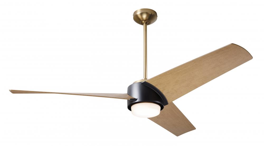 Ambit DC Fan- Satin Brass/Matte Black Finish; 56" Maple Blades; 17W LED (Satin Brass Trim)