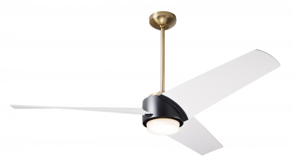 Ambit DC Fan- Satin Brass/Matte Black Finish; 56" Matte White Blades; 17W LED (Satin Brass Trim)