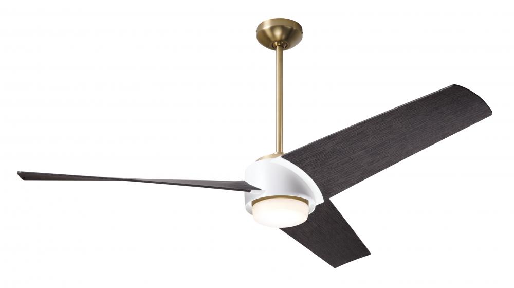 Ambit DC Fan- Satin Brass/Matte White Finish; 56" Ebony Blades; 17W LED (Satin Brass Trim)