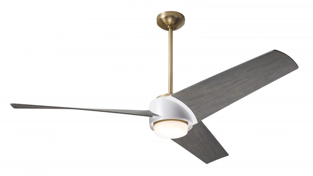 Ambit DC Fan- Satin Brass/Matte White Finish; 56" Graywash Blades; 17W LED (Satin Brass Trim)