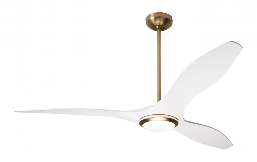 IC/Brisa DC Fan- Satin Brass/Matte White Finish; 56" Matte White Blades; 17W LED (Satin Brass Tr