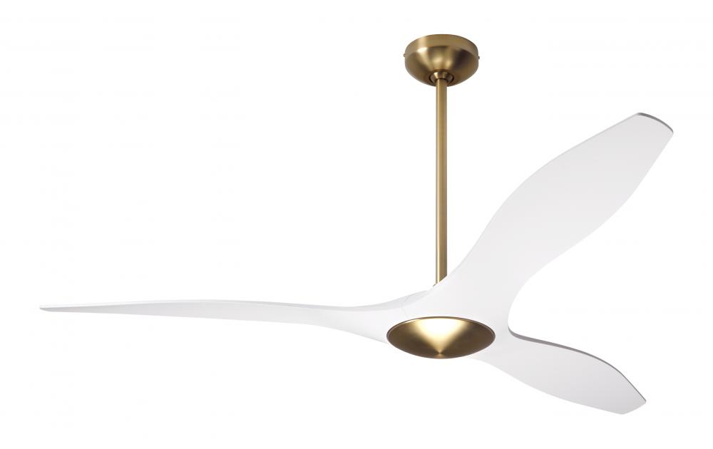 IC/Brisa DC Fan- Satin Brass/Matte White Finish; 56" Matte White Blades; No Light; Wall Control