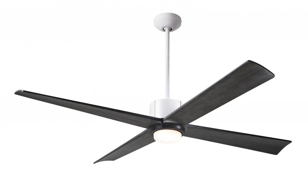 Nouveau DC Fan; Matte White Finish w/ Brass; 56" Ebony Blades; 17W LED; Wall/Remote Combo Contro