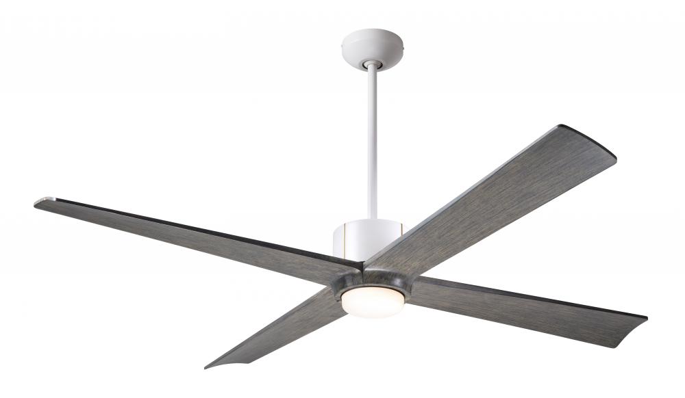 Nouveau DC Fan; Matte White Finish w/ Brass; 56" Graywash Blades; 17W LED; Remote Control