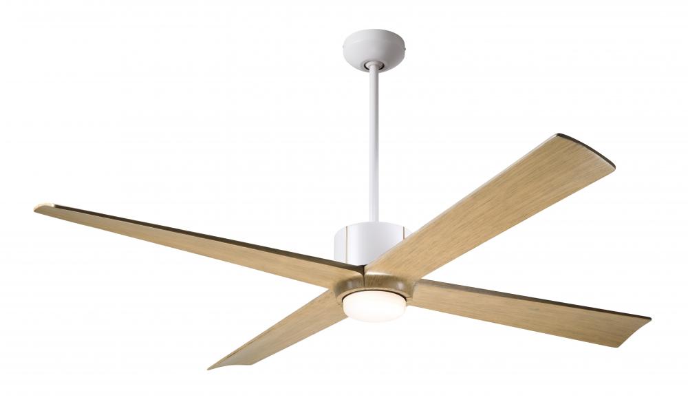 Nouveau DC Fan; Matte White Finish w/ Brass; 56" Maple Blades; 17W LED; Wall Control