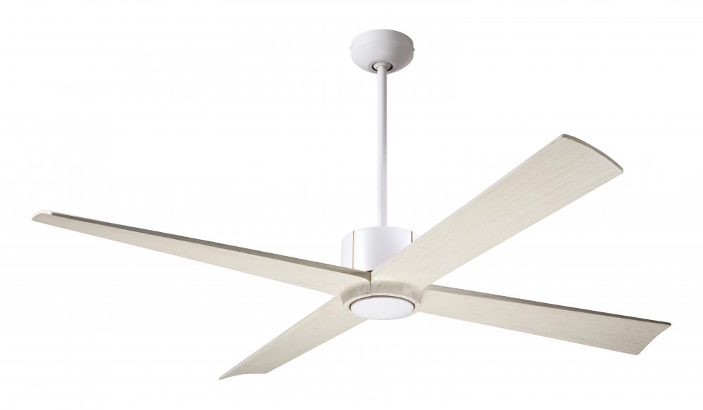 Nouveau DC Fan; Matte White Finish w/ Brass; 56" Whitewash Blades; No Light