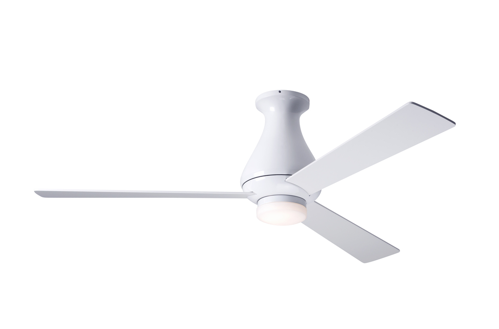 Altus Flush Fan; Gloss White Finish; 52" Aluminum Blades; 17W LED; Wall Control with Remote Hand