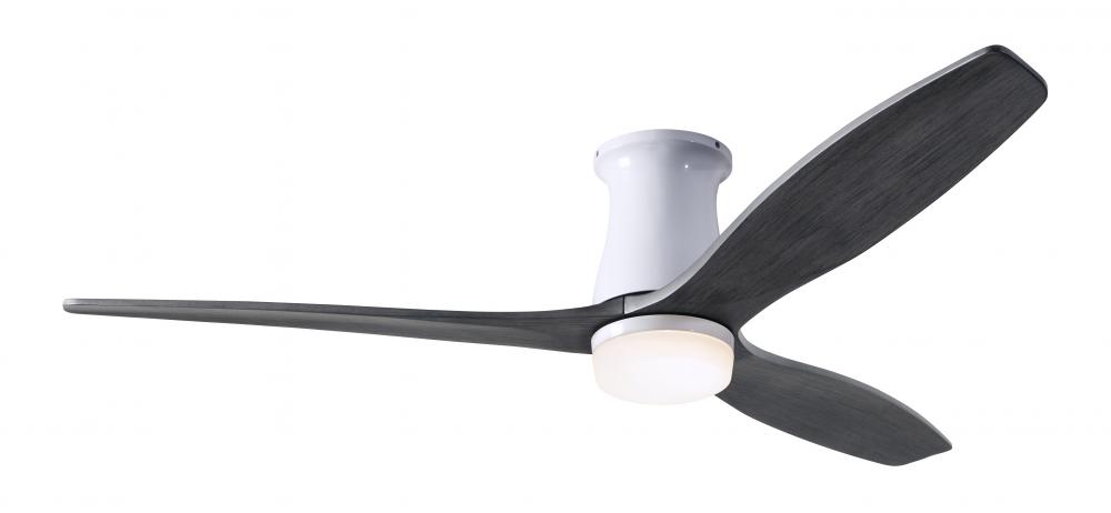 Arbor Flush DC Fan; Gloss White Finish; 54" Ebony Blades; 17W LED; Wall/Remote Combo Control