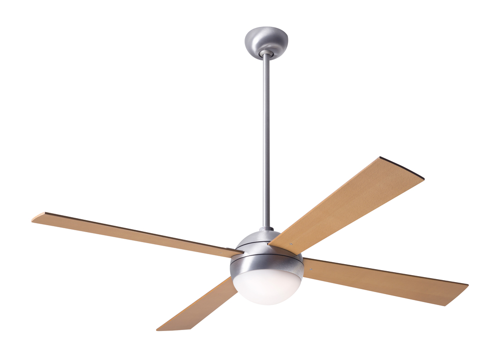 Ball Fan; Brushed Aluminum Finish; 52" Maple Blades; 20W LED; Wall Control with Remote Handset (