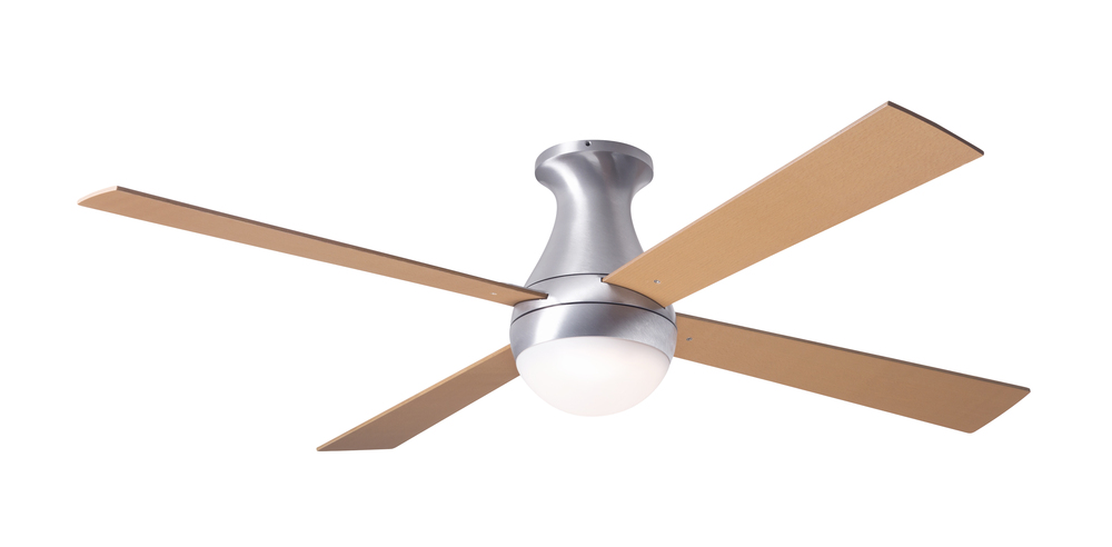 Ball Flush Fan; Brushed Aluminum Finish; 52" Maple Blades; 20W LED; Handheld Remote Control (2-w