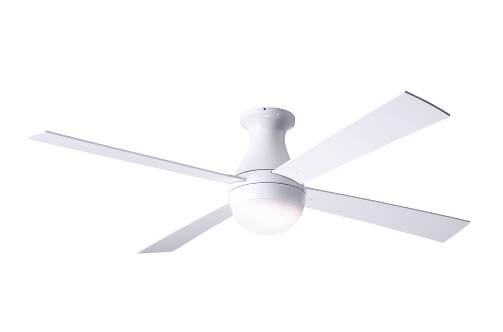 Ball Flush Fan; Gloss White Finish; 42" Aluminum Blades; 20W LED; Fan Speed and Light Control (2