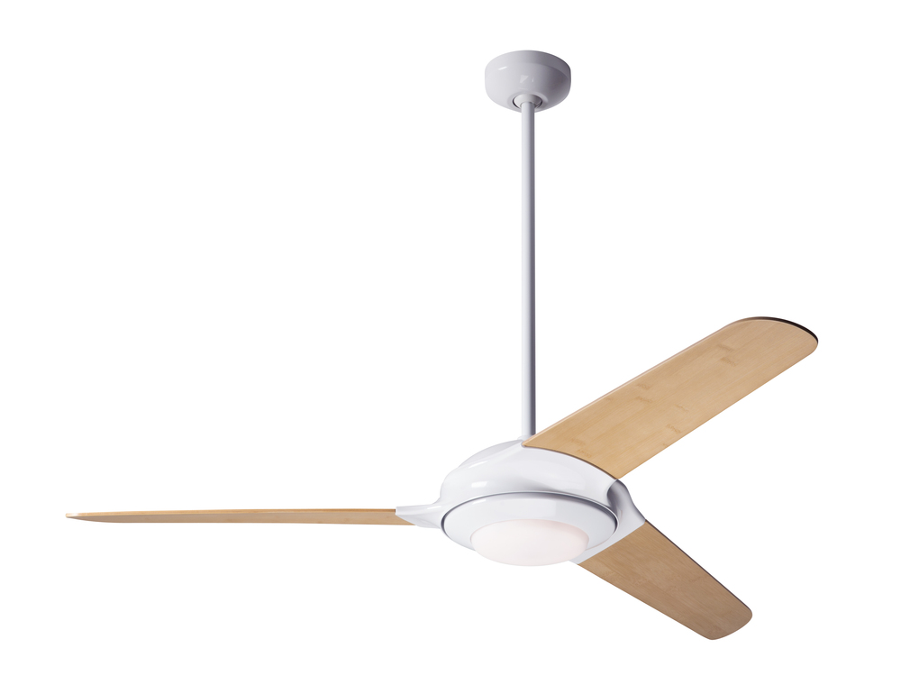 Flow Fan; Gloss White Finish; 52" Nickel Blades; 20W LED; Wall Control with Remote Handset (2-wi