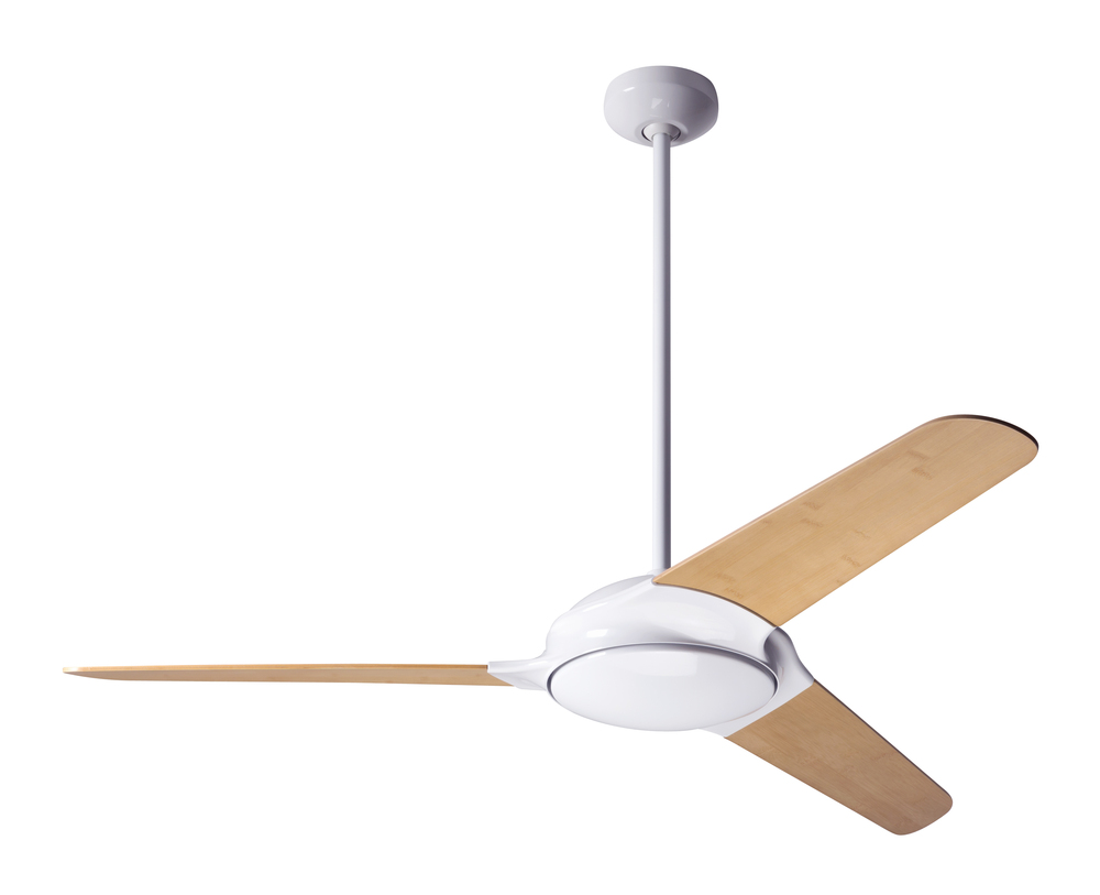 Flow Fan; Gloss White Finish; 52" Bamboo Blades; No Light; Handheld Remote Control (2-wire)