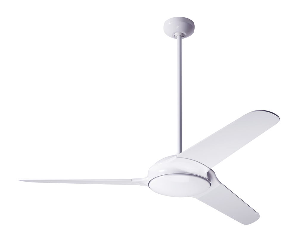 Flow Fan; Gloss White Finish; 52" White Blades; No Light; Fan Speed and Light Control (2-wire)