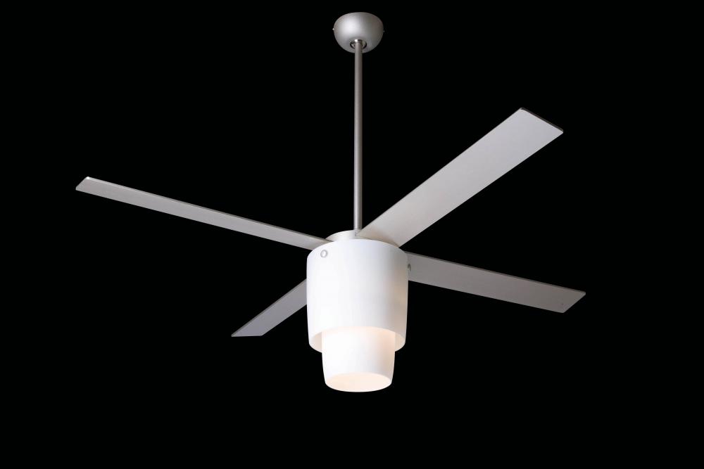 Halo Fan; Nickel w/ Opal Glass; 52" White Blades; 26W GU24 Energy Saving CFL; Wall Control with