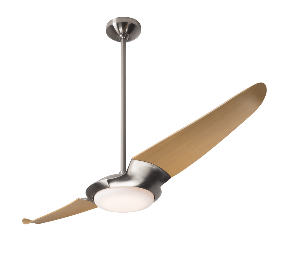 IC/Air (2 Blade ) Fan; Bright Nickel Finish; 56" Maple Blades; 20W LED; Wall/Remote Combo Contro