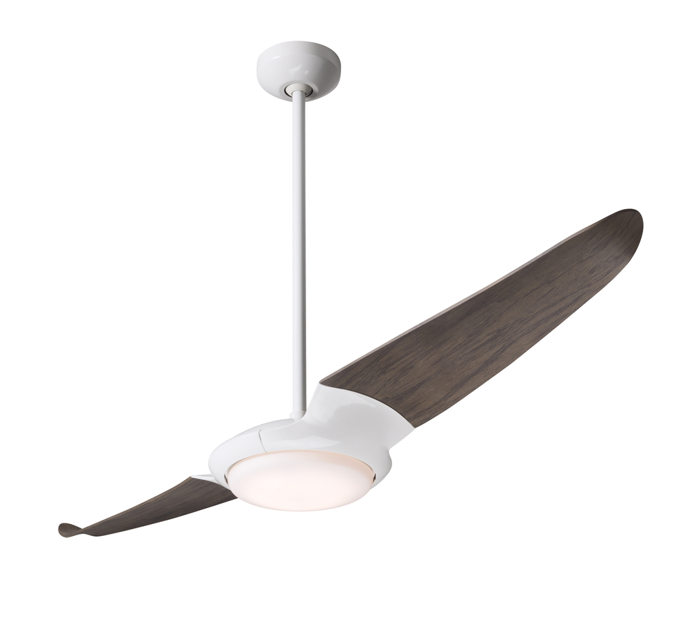 IC/Air (2 Blade ) Fan; Gloss White Finish; 56" Graywash Blades; 20W LED; Wall/Remote Combo Contr