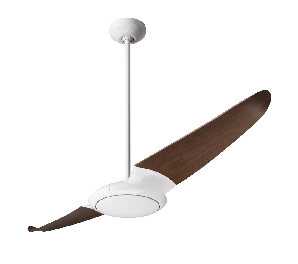 IC/Air (2 Blade ) Fan; Gloss White Finish; 56" Mahogany Blades; No Light; Wall Control