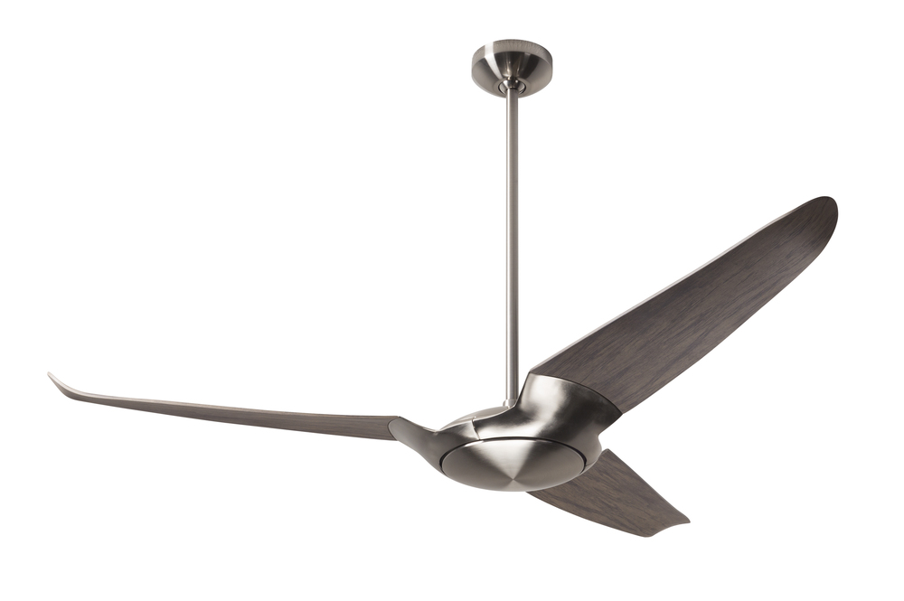 IC/Air (3 Blade ) Fan; Bright Nickel Finish; 56" Graywash Blades; No Light; Wall/Remote Combo Co